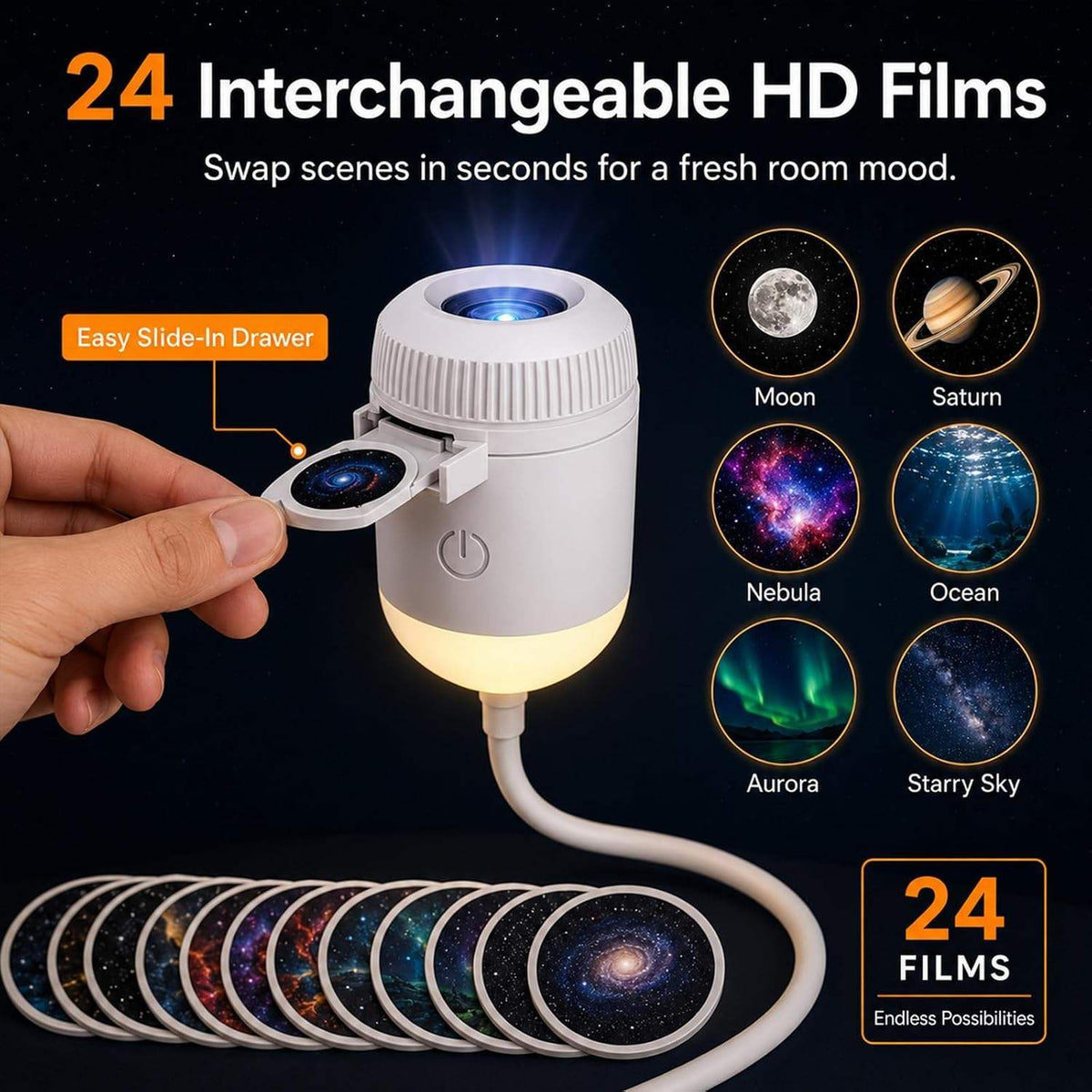 Best Seller Christmas New Smart Romantic 3D Starry Ocean Projection Night Lamp Led Cosmic Starry Sky Projector Lamp for Home Use